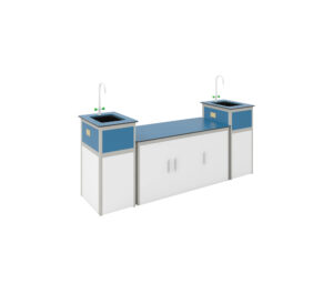 Bàn Thí Nghiệm Áp Tường Có Cánh Tủ - Chậu Rửa Đôi