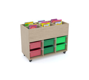 Tủ Gỗ Mầm Non 06 Hộc Nhựa Lớn - Lưu Trữ Sách & Đồ Chơi