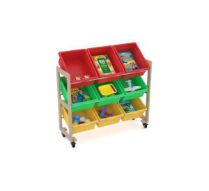 Giá 9 Hộp Nhựa Nghiêng Mầm Non Khung Màu Vân Gỗ
